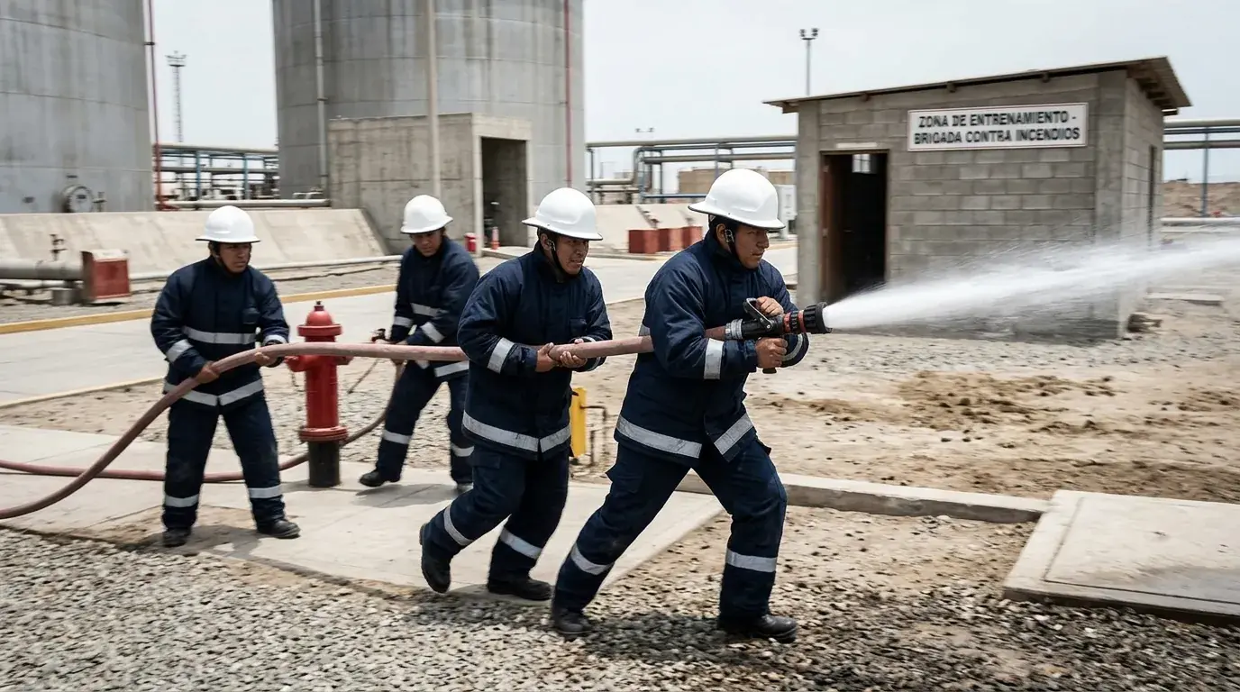 Industrial fire brigade training led by GrupoInproser.