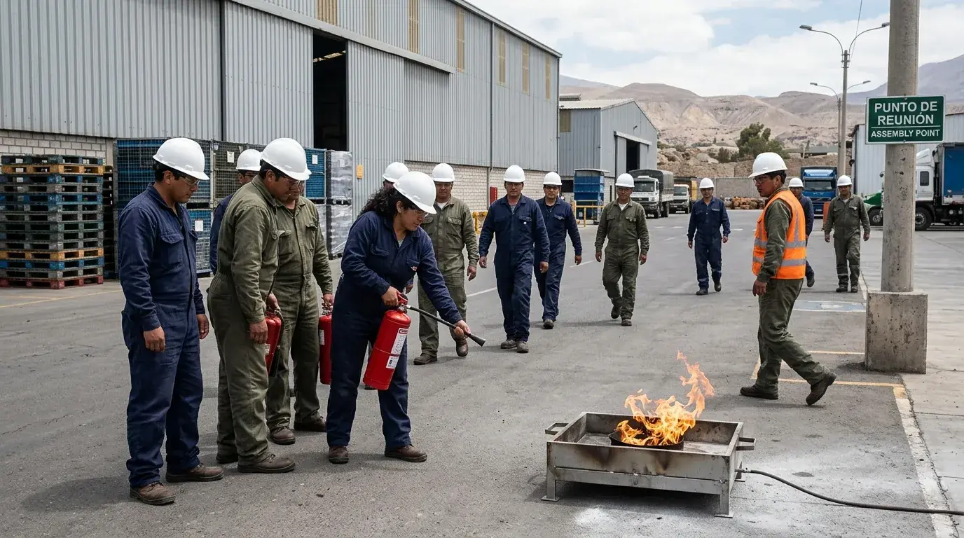 Supervised practical training in the correct use of PQS and CO2 extinguishers.