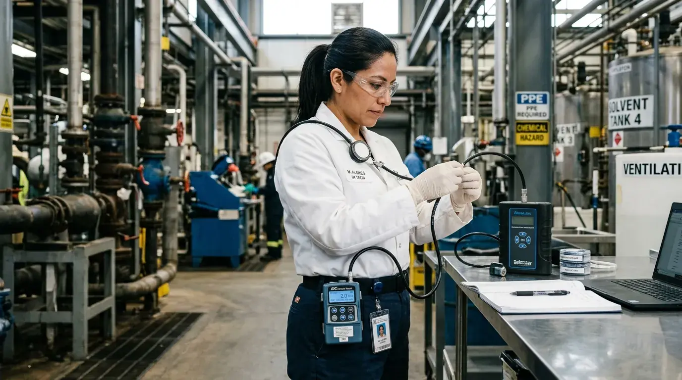 Chemical agent monitoring carried out by Grupo Inproser to prevent occupational diseases.